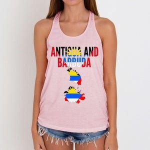 Antiguan Antigua And Barbuda Country Map Flag Women's Knotted Racerback Tank