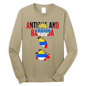 Antiguan Antigua And Barbuda Country Map Flag Long Sleeve Shirt