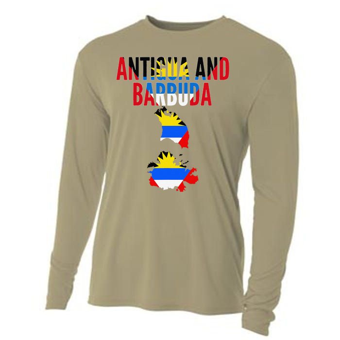 Antiguan Antigua And Barbuda Country Map Flag Cooling Performance Long Sleeve Crew