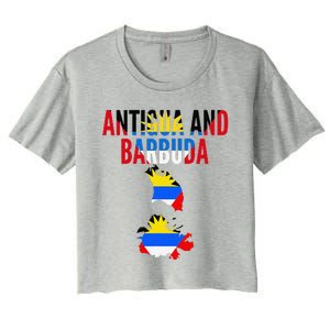 Antiguan Antigua And Barbuda Country Map Flag Women's Crop Top Tee