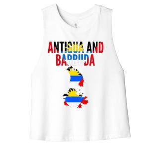 Antiguan Antigua And Barbuda Country Map Flag Women's Racerback Cropped Tank