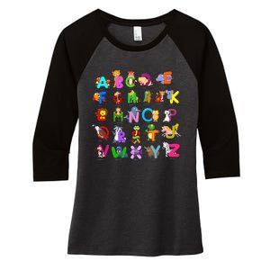 Alphabet Animal ABCs Learning Kindergarten School Teacher Women's Tri-Blend 3/4-Sleeve Raglan Shirt