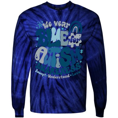 Autism Awarenessin April We Wear Blue Occupational Therapy Tie-Dye Long Sleeve Shirt