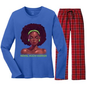 Afro African American Black Tal Health Warrior Gift Women's Long Sleeve Flannel Pajama Set 