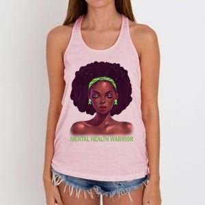 Afro African American Black Tal Health Warrior Gift Women's Knotted Racerback Tank