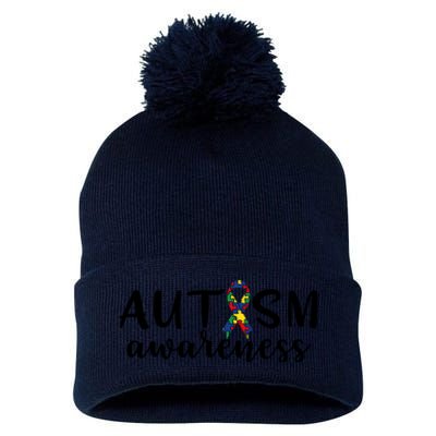 Autism Awareness Pom Pom 12in Knit Beanie