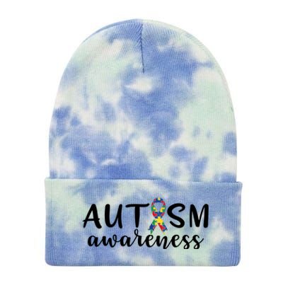 Autism Awareness Tie Dye 12in Knit Beanie