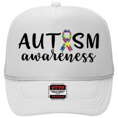 Autism Awareness High Crown Mesh Back Trucker Hat