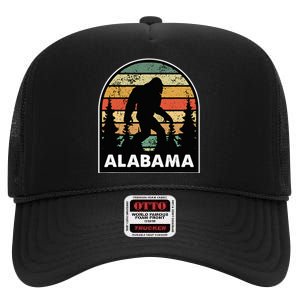 Alabama And A Bigfoot Or A Sasquatch High Crown Mesh Back Trucker Hat