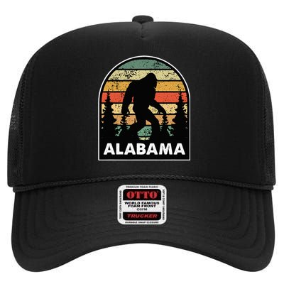 Alabama And A Bigfoot Or A Sasquatch High Crown Mesh Back Trucker Hat