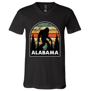 Alabama And A Bigfoot Or A Sasquatch V-Neck T-Shirt