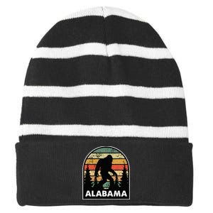 Alabama And A Bigfoot Or A Sasquatch Striped Beanie with Solid Band