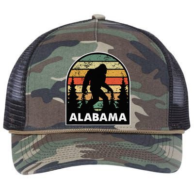 Alabama And A Bigfoot Or A Sasquatch Retro Rope Trucker Hat Cap