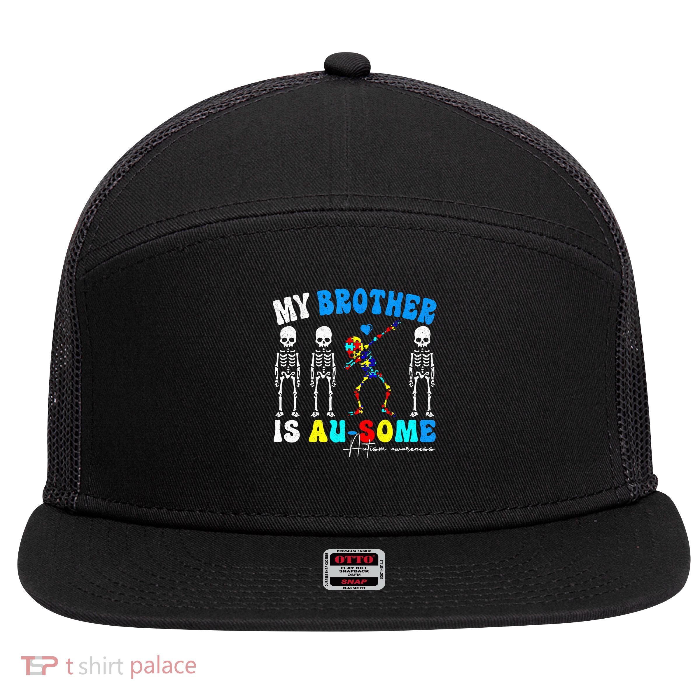 Autism Awareness Autism Squad Support Awesome  7 Panel Mesh Trucker Snapback Hat