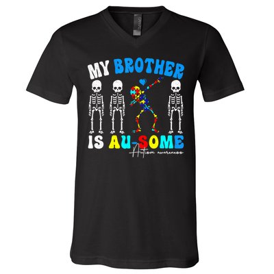 Autism Awareness Autism Squad Support Awesome  V-Neck T-Shirt