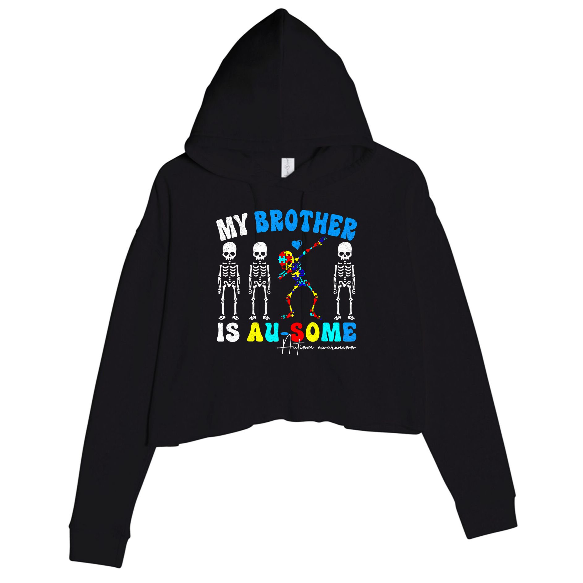 Autism Awareness Autism Squad Support Awesome  Crop Fleece Hoodie