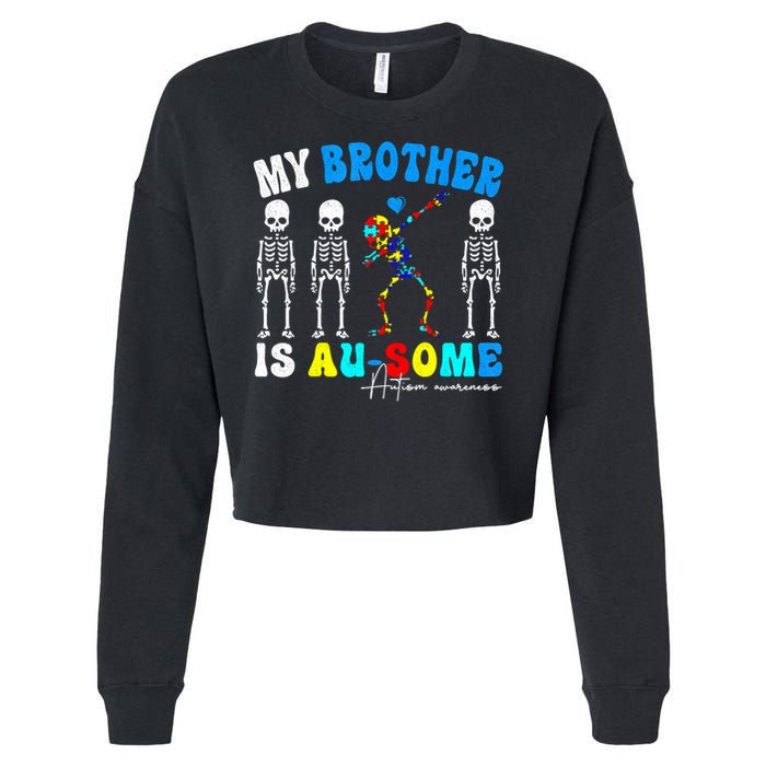 Autism Awareness Autism Squad Support Awesome  Cropped Pullover Crew