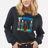 Autism Awareness Autism Squad Support Awesome  Cropped Pullover Crew