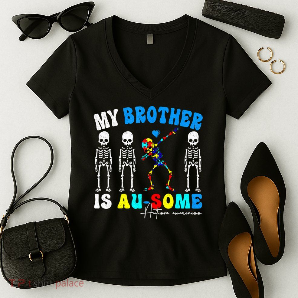 Autism Awareness Autism Squad Support Awesome  Women's V-Neck T-Shirt