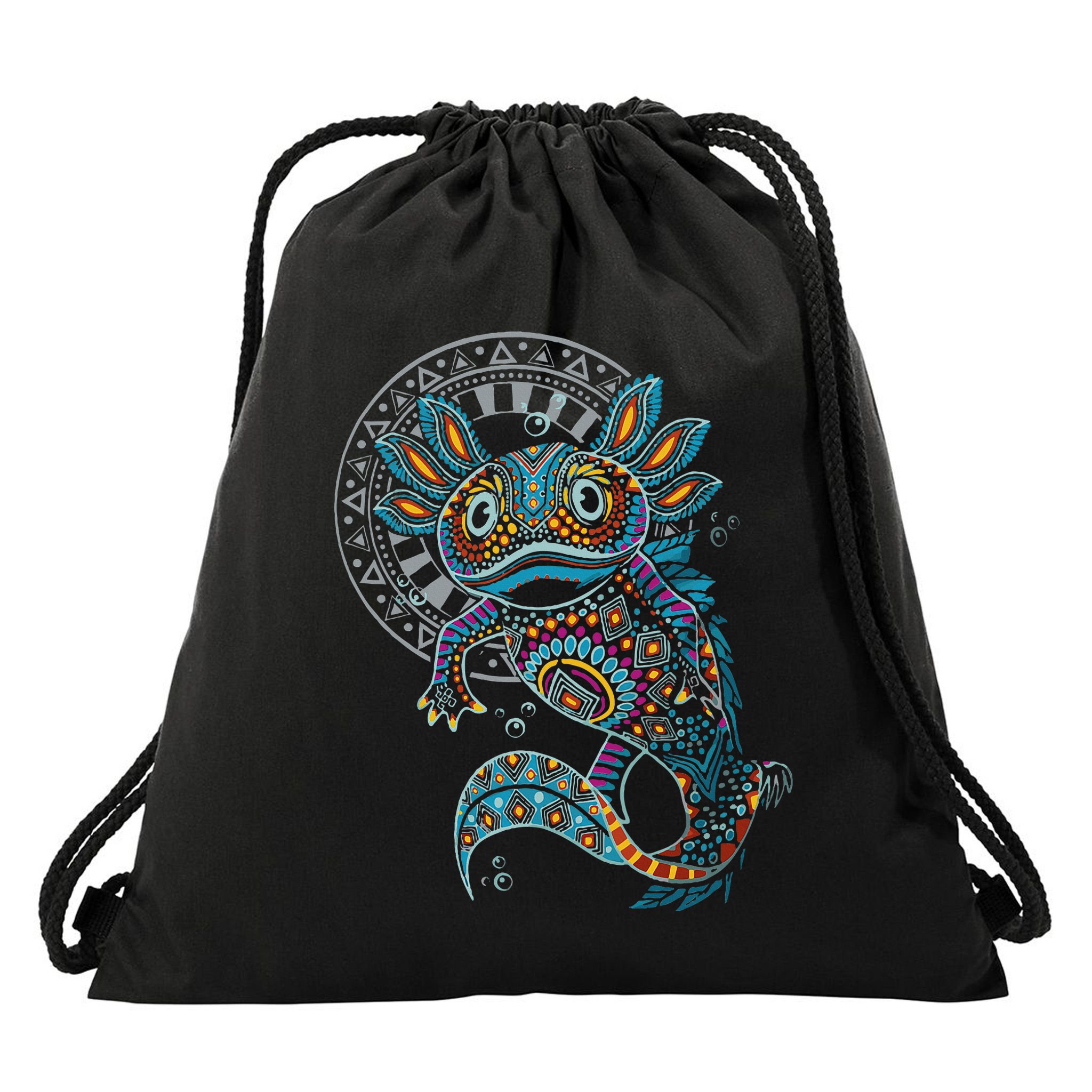 Axolotl Art Aztec Mexico Mexican Drawstring Bag