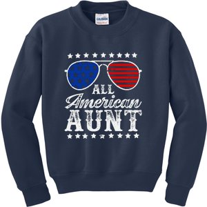 All American Aunt 4th Of July Family Matching Sunglasses Kids Sweatshirt