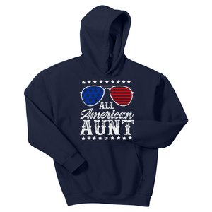 All American Aunt 4th Of July Family Matching Sunglasses Kids Hoodie