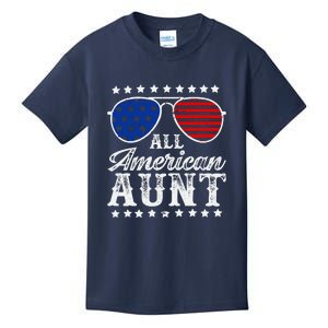 All American Aunt 4th Of July Family Matching Sunglasses Kids T-Shirt