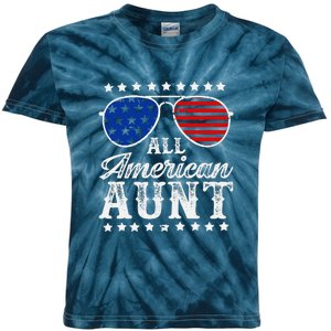 All American Aunt 4th Of July Family Matching Sunglasses Kids Tie-Dye T-Shirt