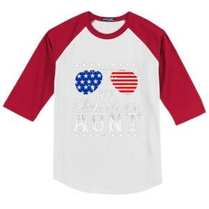 All American Aunt 4th Of July Family Matching Sunglasses Kids Colorblock Raglan Jersey