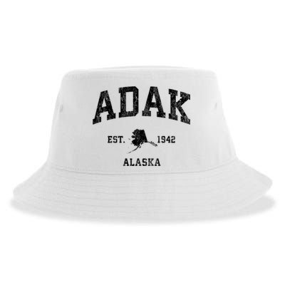 Adak Alaska Ak Vintage Athletic Sports Design Sustainable Bucket Hat