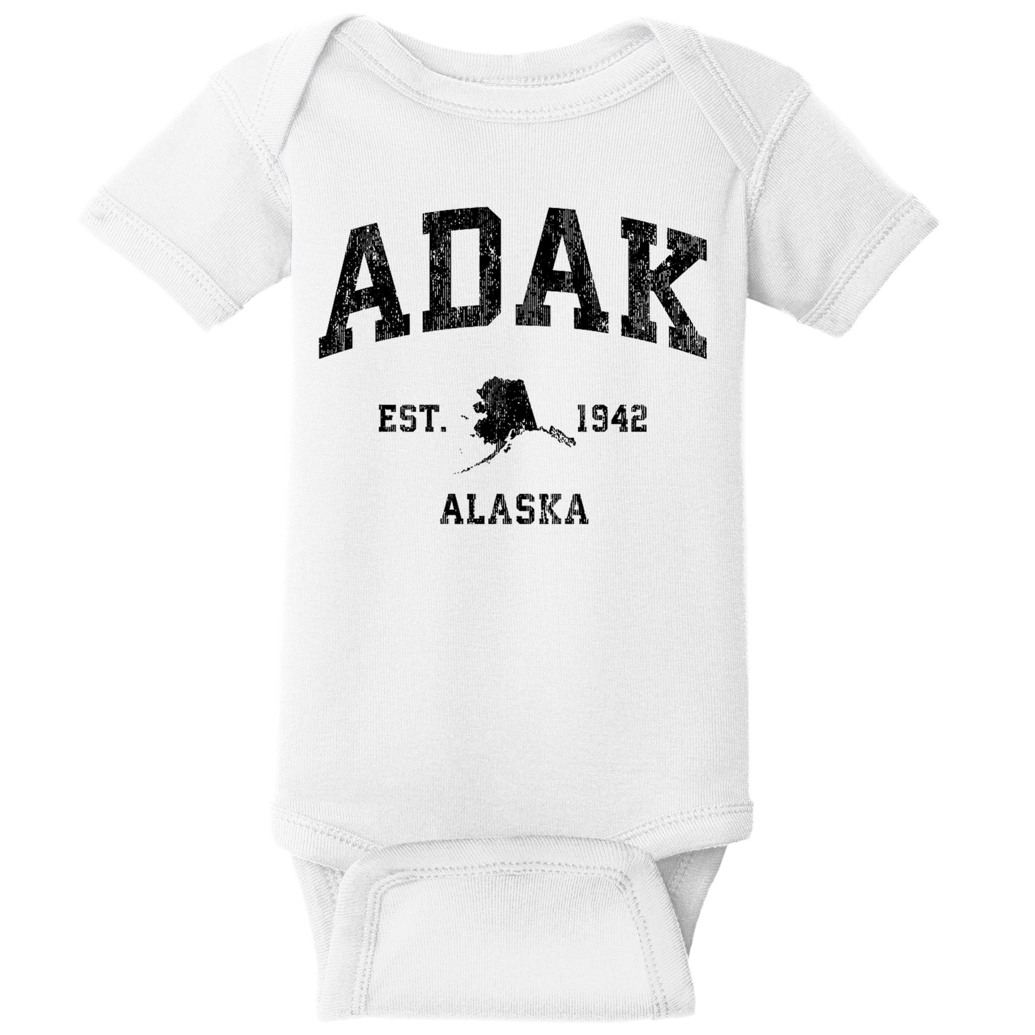 Adak Alaska Ak Vintage Athletic Sports Design Baby Bodysuit