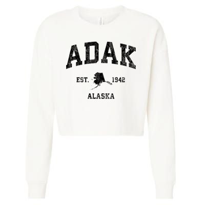 Adak Alaska Ak Vintage Athletic Sports Design Cropped Pullover Crew