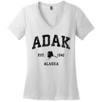 Adak Alaska Ak Vintage Athletic Sports Design Women's V-Neck T-Shirt