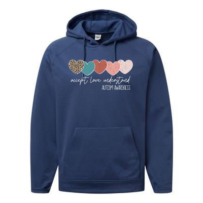 Autism Awareness Accept Love Understand Performance Fleece Hoodie