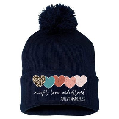 Autism Awareness Accept Love Understand Pom Pom 12in Knit Beanie