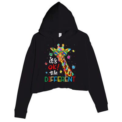 Autism Awareness Acceptance Its Ok To Be Different Crop Fleece Hoodie