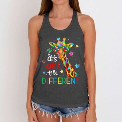 Autism Awareness Acceptance Its Ok To Be Different Women's Knotted Racerback Tank