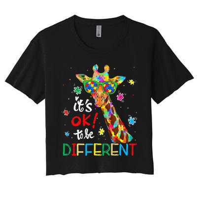 Autism Awareness Acceptance Its Ok To Be Different Women's Crop Top Tee