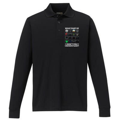 Airline Aircraft Airplane Pilot Tools Instruments Indicators Performance Long Sleeve Polo