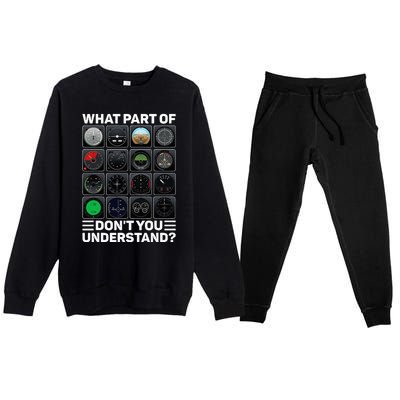 Airline Aircraft Airplane Pilot Tools Instruments Indicators Premium Crewneck Sweatsuit Set