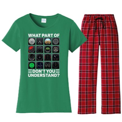 Airline Aircraft Airplane Pilot Tools Instruments Indicators Women's Flannel Pajama Set