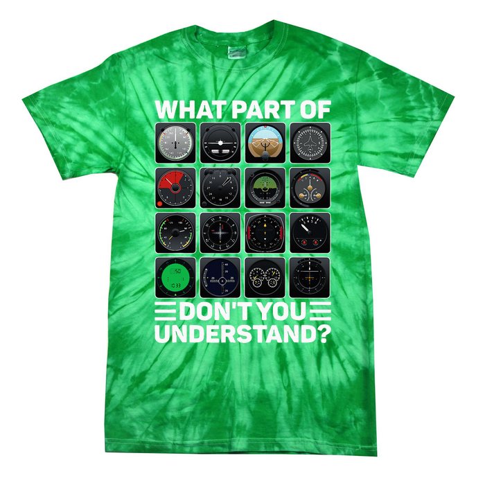 Airline Aircraft Airplane Pilot Tools Instruments Indicators Tie-Dye T-Shirt