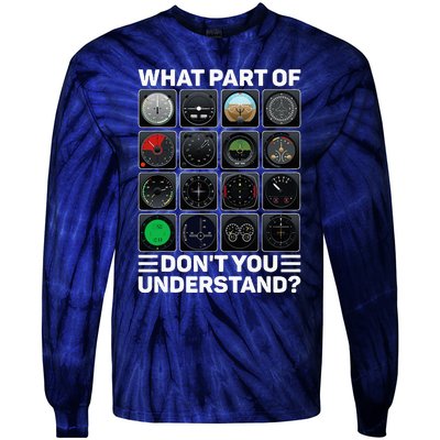 Airline Aircraft Airplane Pilot Tools Instruments Indicators Tie-Dye Long Sleeve Shirt