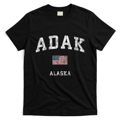 Adak Alaska Ak Vintage American Flag Sports Design T-Shirt