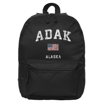 Adak Alaska Ak Vintage American Flag Sports Design 16 in Basic Backpack