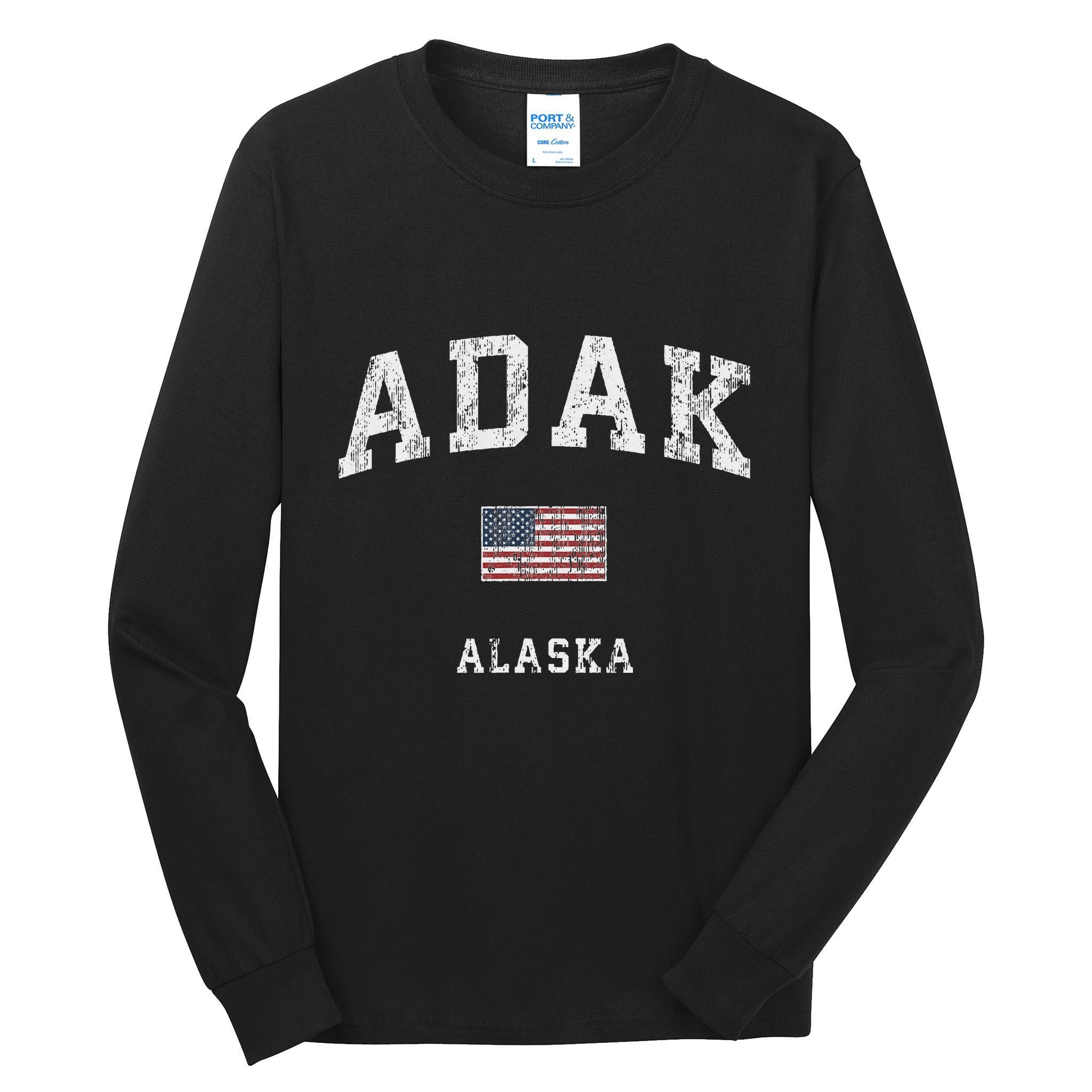 Adak Alaska Ak Vintage American Flag Sports Design Tall Long Sleeve T-Shirt