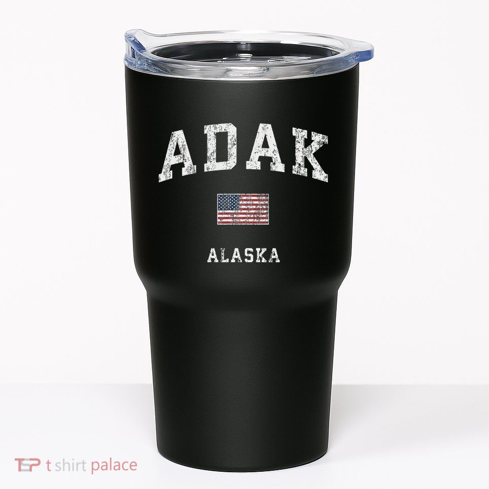Adak Alaska Ak Vintage American Flag Sports Design Tumbler