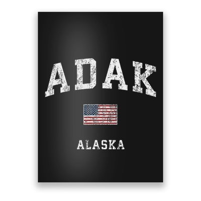 Adak Alaska Ak Vintage American Flag Sports Design Poster