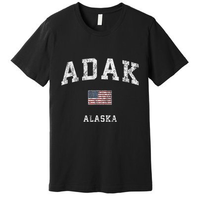 Adak Alaska Ak Vintage American Flag Sports Design Premium T-Shirt