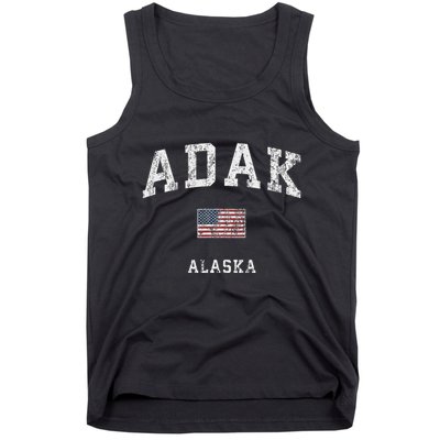Adak Alaska Ak Vintage American Flag Sports Design Tank Top